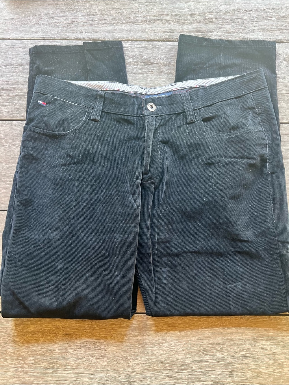 Men's Black Corduroy Pants - Tommy Hilfiger Size 38/34